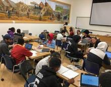 Students and mentors at Hartford Public Library